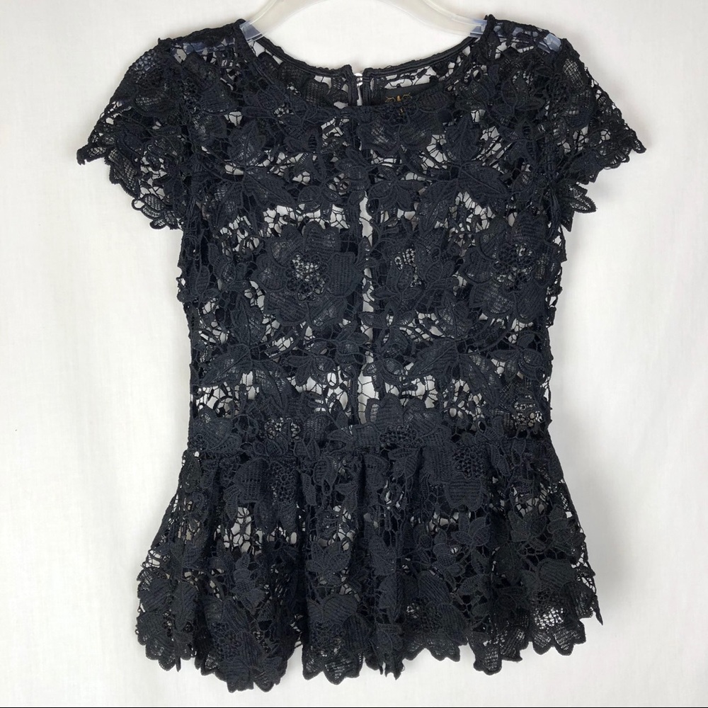 Eros Apparel lace crochet peplum top